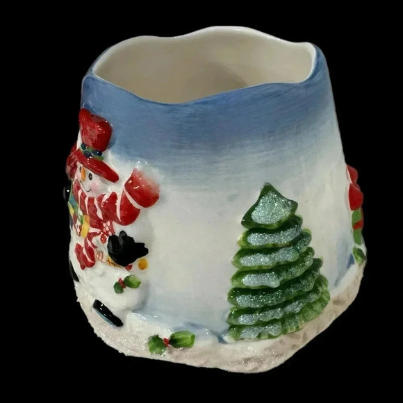 Home Interiors Ceramic Candle Capper Christmas Holiday Snowman Painted Topper - Picture 5 of 11